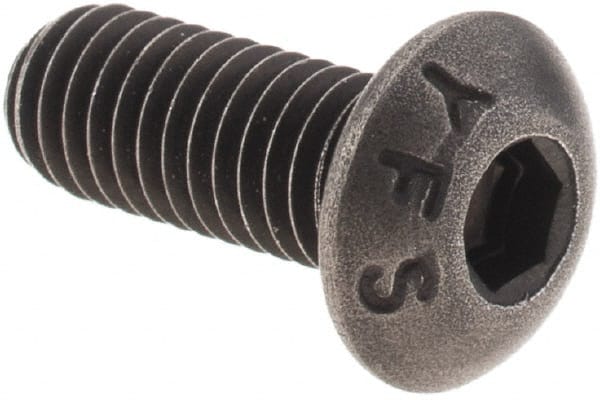 Value Collection - #10-32 UNF Hex Socket Drive, Button Screw - Alloy Steel, Black Oxide Finish, Fully Threaded, 1/2" Length Under Head - Exact Tooling