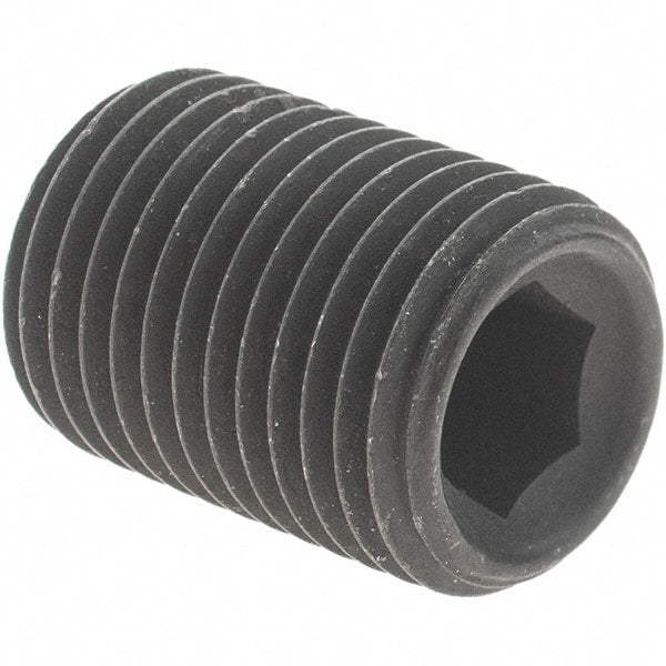 Value Collection - 1/2-20 UNF, 3/4" Long, Knurled Cup Point Set Screw - Grade 8 Alloy Steel, 1/4" Key - Exact Tooling