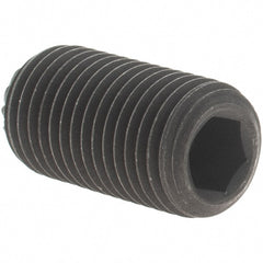 Value Collection - 3/8-24 UNF, 3/4" OAL, Knurled Cup Point Set Screw - Grade 8 Alloy Steel, 3/16" Key - Exact Tooling