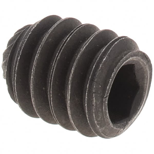 Value Collection - 1/4-20 UNC, 5/16" OAL, Knurled Cup Point Set Screw - Grade 8 Alloy Steel, 1/8" Key - Exact Tooling