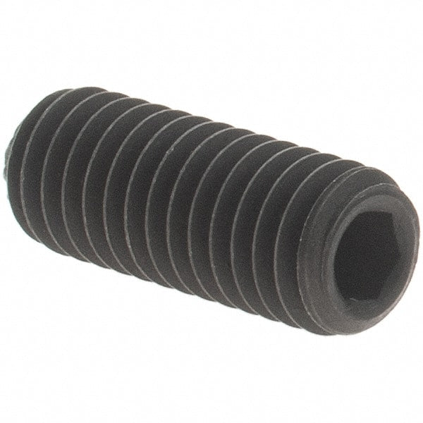 Value Collection - #10-32 UNF, 1/2" OAL, Knurled Cup Point Set Screw - Grade 8 Alloy Steel, 3/32" Key - Exact Tooling