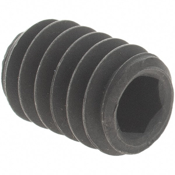 Value Collection - 1/4-20 UNC, 3/8" OAL, Knurled Cup Point Set Screw - Grade 8 Alloy Steel, 1/8" Key - Exact Tooling