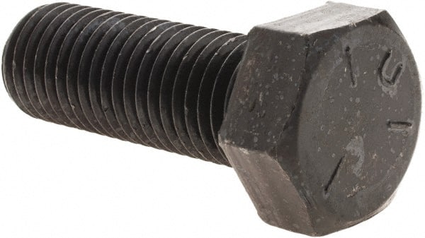 Value Collection - 7/8-9 UNC, 2-1/2" Length Under Head Hex Head Cap Screw - Fully Threaded, Grade 5 Steel, Uncoated, 1-5/16" Hex - Exact Tooling
