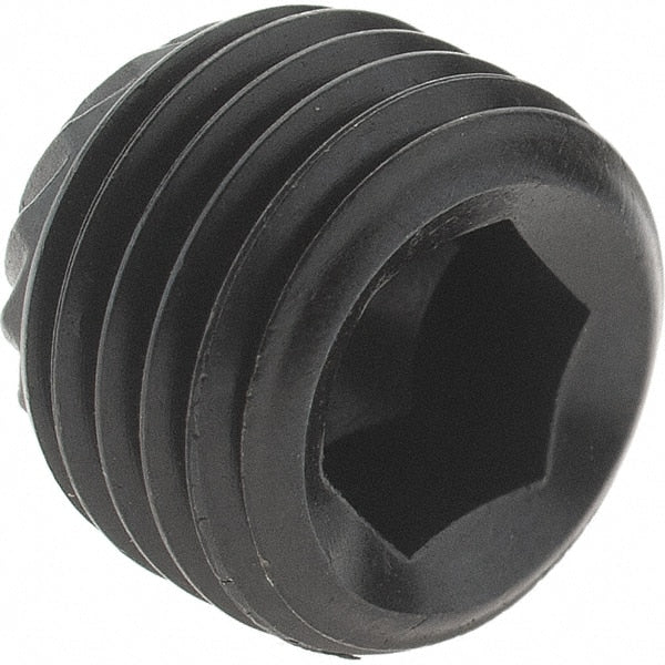 Value Collection - 3/8-24 UNF, 5/16" Long, Knurled Cup Point Set Screw - Grade 8 Alloy Steel, 3/16" Key - Exact Tooling