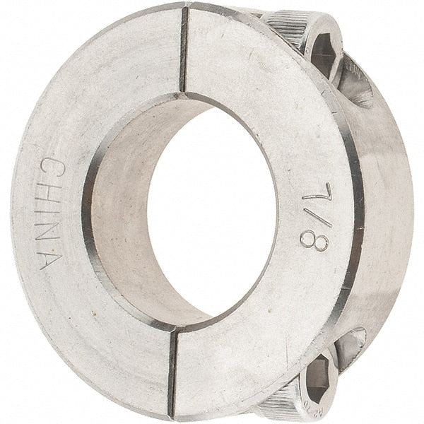 Value Collection - 7/8" Bore, Stainless Steel, Two Piece Shaft Collar - 1-5/8" Outside Diam, 1/2" Wide - Exact Tooling