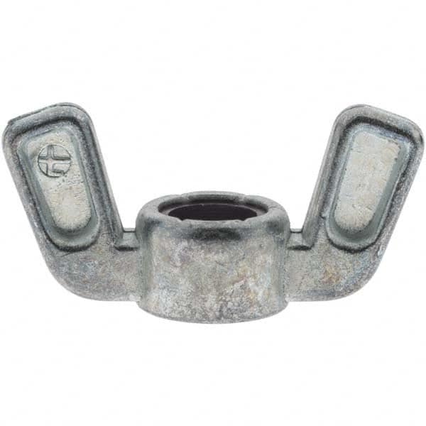 Value Collection - 3/8-16 UNC, Zinc Plated, Zinc Alloy Nylon-Insert Locking Wing Nut - Grade 2, 1-1/2" Wing Span, 0.718" Wing Span - Exact Tooling