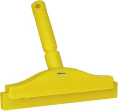 Vikan - 10" Rubber Blade Floor Squeegee - Double Edge, Yellow, Plastic Holder - Exact Tooling
