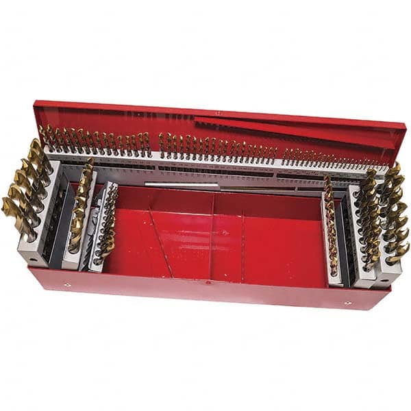 DORMER - 1/16 to 1/2", 118° Point, TiN Finish, High Speed Steel Jobber Length Drill Bit Set - Exact Tooling