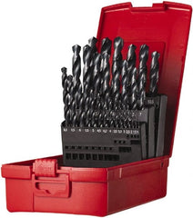 DORMER - 1 to 13mm, 118° Point, Oxide Finish, High Speed Steel Jobber Length Drill Bit Set - Exact Tooling