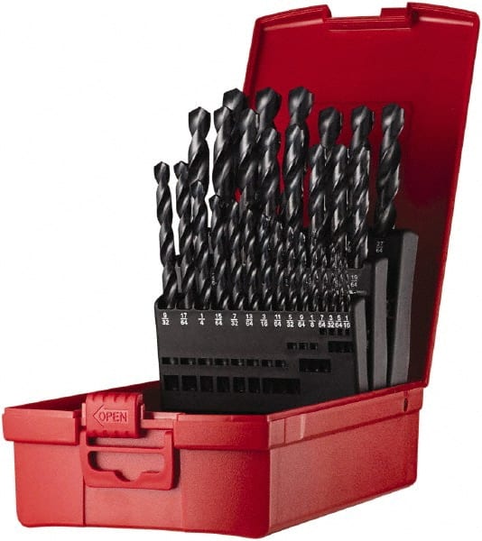 DORMER - 1/16 to 1/2", 118° Point, Oxide Finish, High Speed Steel Jobber Length Drill Bit Set - Exact Tooling