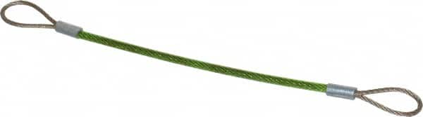 Jergens - 6" Long, Stainless Steel Cable Loop & Loop End, Quick Release Pin Lanyard - 1/16" Cable Diam, Nylon Cable - Exact Tooling