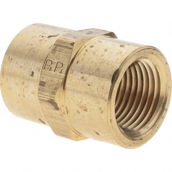 Parker - 1/2 Female Thread, Brass Industrial Pipe Coupling - FNPTF, 1,000 psi - Exact Tooling