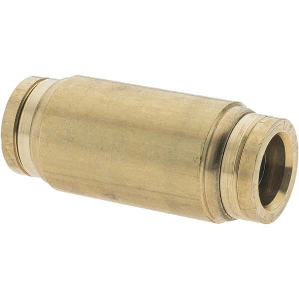 Parker - 1/2" Outside Diam, Brass Push-to-Connect Tube Union - Tube to Tube Connection, Nitrile O-Ring - Exact Tooling