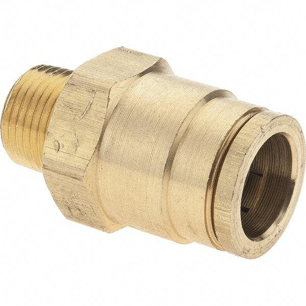 Parker - 5/8" Outside Diam, 3/8 NPTF, Brass Push-to-Connect Tube Male Connector - Tube to Male NPT Connection, Nitrile O-Ring - Exact Tooling