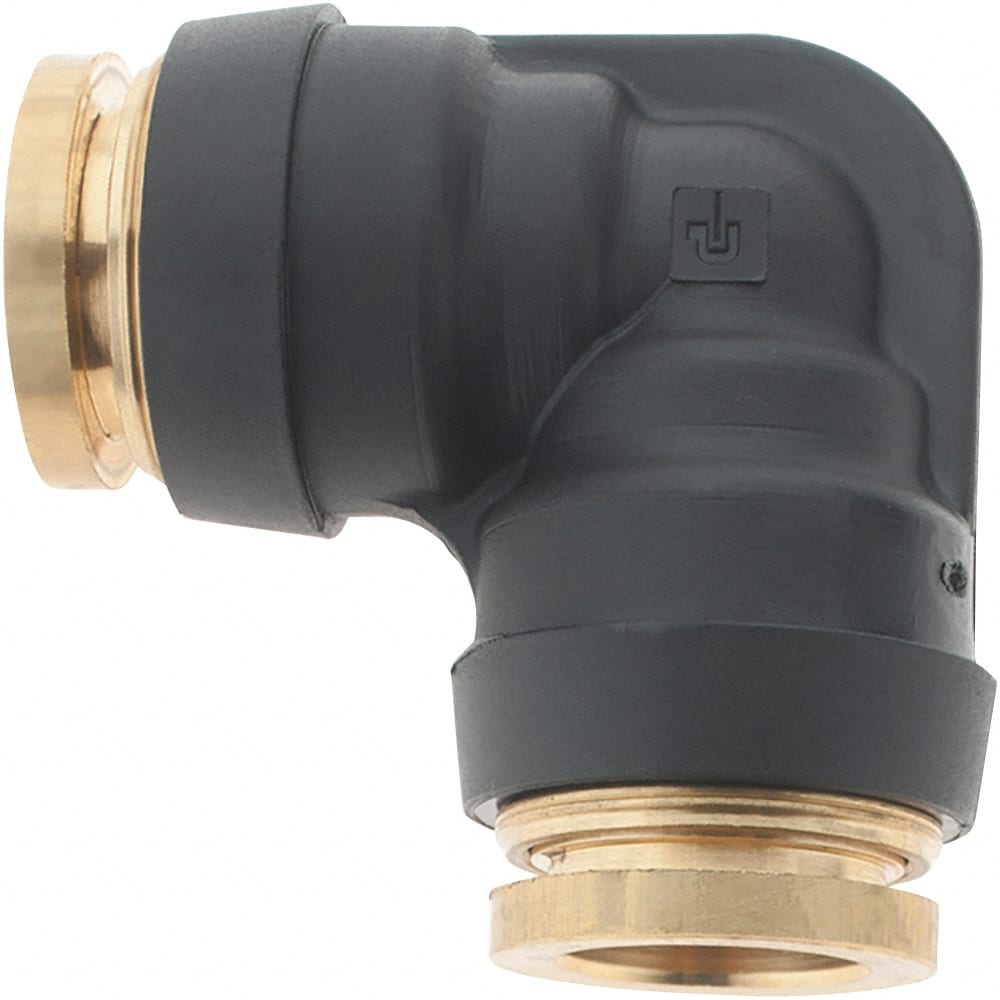 Parker - 1/2" Outside Diam, Brass Push-to-Connect Tube Union Elbow - 250 Max psi, Tube to Tube Connection - Exact Tooling
