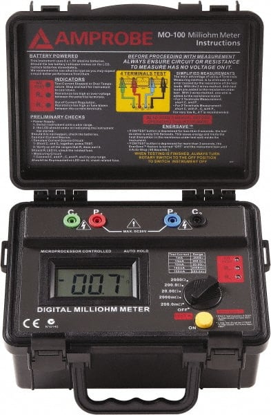 Amprobe - Digital LCD Display, 2,000 Megohm Electrical Insulation Resistance Tester & Megohmmeter - Powered by AA Battery - Exact Tooling