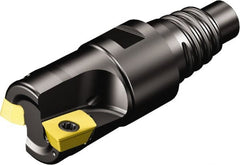 Sandvik Coromant - 2 Inserts, 3/4" Cut Diam, 0.7283" Arbor Diam, 0.394" Max Depth of Cut, Indexable Square-Shoulder Face Mill - 90° Lead Angle, 1.1811" High, R390-11.. Insert Compatibility, Through Coolant, Series CoroMill 390 - Exact Tooling