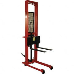 Wesco Industrial Products - 1,000 Lb Capacity, 56" Lift Height, Steel Stacker Manually Operated Lift - Exact Tooling
