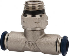 Value Collection - 5/32" Outside Diam, 1/4 Universal, Nickel Plated Brass Push-to-Connect Tube Male Swivel Branch Tee - 250 Max psi, Tube to Universal Thread Connection, Buna O-Ring - Exact Tooling