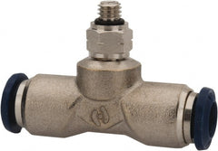 Value Collection - 5/32" Outside Diam, 10-32 Universal, Nickel Plated Brass Push-to-Connect Tube Male Swivel Branch Tee - 250 Max psi, Tube to Universal Thread Connection, Buna O-Ring - Exact Tooling
