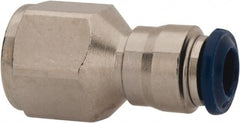 Value Collection - 1/4" Outside Diam, 1/8 NPTF, Nickel Plated Brass Push-to-Connect Tube Female Connector - 250 Max psi, Tube to Female NPT Connection, Buna O-Ring - Exact Tooling