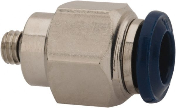 Value Collection - 5/32" Outside Diam, 10-32 Universal, Nickel Plated Brass Push-to-Connect Tube Male Connector - 250 Max psi, Tube to Universal Thread Connection, Buna O-Ring - Exact Tooling