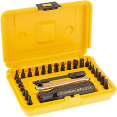 Chapman - 27 Piece, Screwdriver 1/4" Bit Ratchet Bit Set - #1 to #2 Phillips, 0.05 to 1/4" Hex, 1.5 to 6mm Hex - Exact Tooling