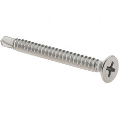 Value Collection - #10, Flat Head, Phillips Drive, 2" OAL, #3 Point, Self Drilling Screw - Grade 410 Stainless Steel - Exact Tooling