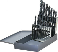 Chicago-Latrobe - 1/16 to 1/2", 135° Point, Oxide Finish, High Speed Steel Jobber Length Drill Bit Set - Exact Tooling