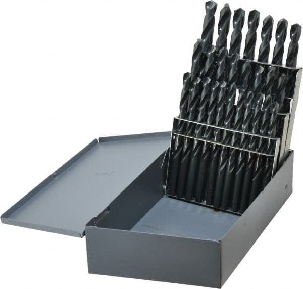 Chicago-Latrobe - 135° Point, Oxide Finish, High Speed Steel Jobber Length Drill Bit Set - Exact Tooling