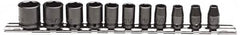 Proto - 11 Piece 1/4" Drive Impact Socket Set - 6 Points, 3/16" to 5/8" Range, Inch Measurement Standard - Exact Tooling