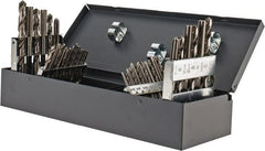 Chicago-Latrobe - #7 Drill, F to U Drill, #6-32 to 1/2-20 Tap, Hand Tap and Drill Set - Bright Finish High Speed Steel Drills, Bright Finish High Speed Steel Taps, Plug Chamfer, 36 Piece Set, Includes Tap/Drill Chart - Exact Tooling