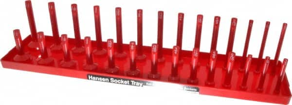 Made in USA - 28 Piece Capacity Deep & Shallow Inch Socket Tray - 1/2" Drive, Red - Exact Tooling