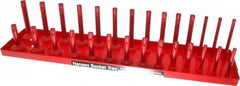 Made in USA - 28 Piece Capacity Deep & Shallow Inch Socket Tray - 1/2" Drive, Red - Exact Tooling