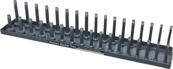 Made in USA - 34 Piece Capacity Deep & Shallow Metric Socket Tray - 1/2" Drive, Gray - Exact Tooling