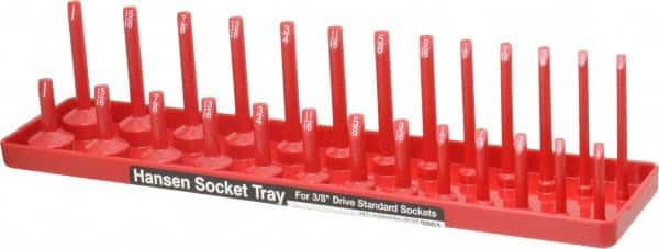 Made in USA - 26 Piece Capacity Deep & Shallow Inch Socket Tray - 3/8" Drive, Red - Exact Tooling