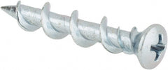 Powers Fasteners - 1/4" Diam, 1-1/4" OAL, Phillips Drive, Concrete Screw & Masonry Fastener - Steel, Chrome Finish - Exact Tooling