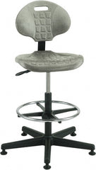 Bevco - 21 to 31" High Adjustable Height Swivel Stool - 27" Wide x 27" Deep, Polyurethane Seat, Gray - Exact Tooling
