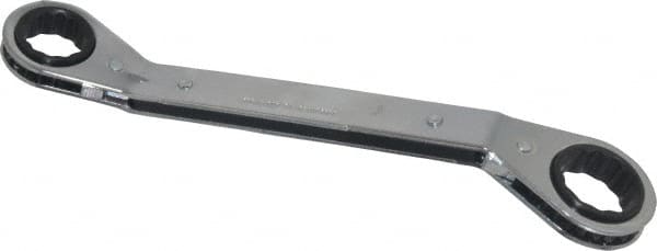 Proto - 3/4" x 7/8" 12 Point Reversible Ratcheting Offset Box Wrench - Double End, 1-9/16" Head Diam x 1/2" Head Thickness, 9-1/2" OAL, Steel, Polished Finish, 25° Offset - Exact Tooling