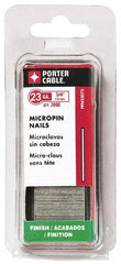 Porter-Cable - 23 Gauge 5/8" Long Pin Nails for Power Nailers - Grade 2 Steel, Galvanized Finish, Straight Stick Collation, Chisel Point - Exact Tooling