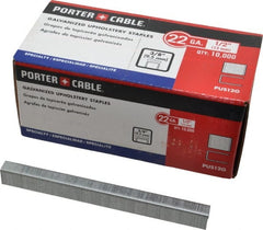 Porter-Cable - 1/2" Long x 3/8" Wide, 22 Gauge Crowned Construction Staple - Grade 2 Steel, Galvanized Finish - Exact Tooling