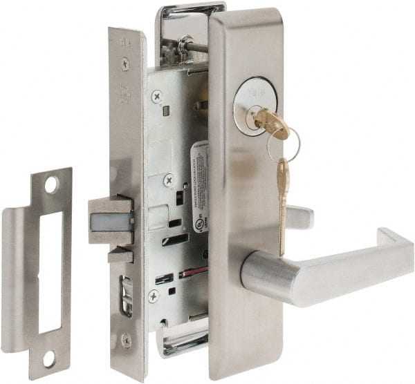 Yale - Extra Heavy Duty Entrance Lever Lockset - 2-3/4" Back Set, Standard Mortise Cylinder, Satin Chrome Finish - Exact Tooling