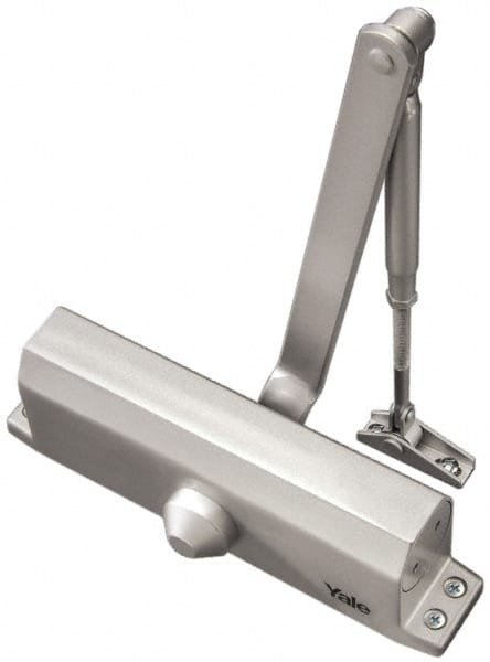 Yale - 42" Door Width, 9-3/4" Closer Body Length, Non-Handed Door Closer Manual Damper - Aluminum Finish, Non-Handed - Exact Tooling