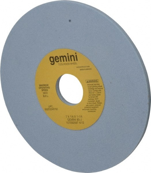 Norton - 7" Diam x 1-1/4" Hole x 1/4" Thick, J Hardness, 80 Grit Surface Grinding Wheel - Aluminum Oxide, Type 1, Medium Grade, 3,600 Max RPM, No Recess - Exact Tooling