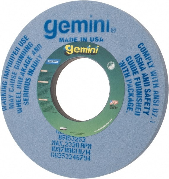 Norton - 14" Diam x 5" Hole x 1" Thick, J Hardness, 60 Grit Surface Grinding Wheel - Aluminum Oxide, Type 1, Medium Grade, 2,320 Max RPM, No Recess - Exact Tooling