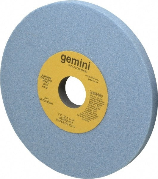 Norton - 7" Diam x 1-1/4" Hole x 1/2" Thick, I Hardness, 46 Grit Surface Grinding Wheel - Aluminum Oxide, Type 1, Coarse Grade, 3,600 Max RPM, No Recess - Exact Tooling