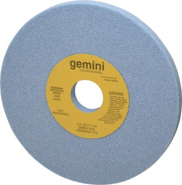 Norton - 7" Diam x 1-1/4" Hole x 1/2" Thick, K Hardness, 46 Grit Surface Grinding Wheel - Aluminum Oxide, Type 1, Coarse Grade, 3,600 Max RPM, No Recess - Exact Tooling