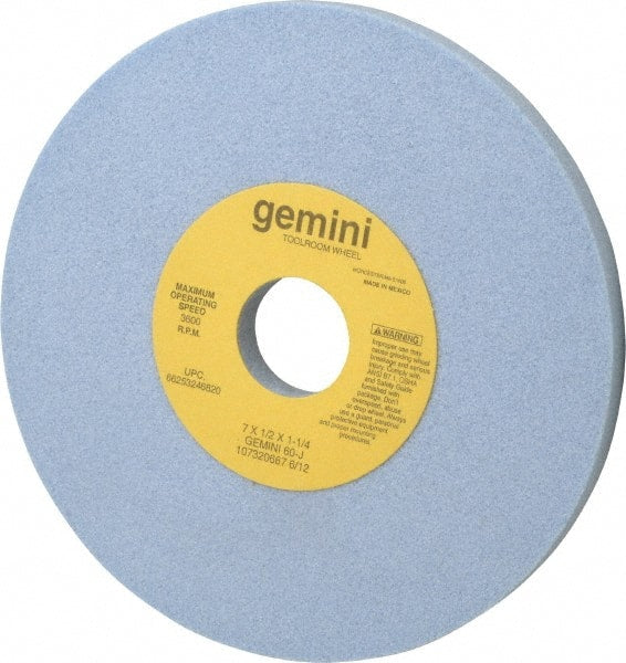 Norton - 7" Diam x 1-1/4" Hole x 1/2" Thick, J Hardness, 60 Grit Surface Grinding Wheel - Aluminum Oxide, Type 1, Medium Grade, 3,600 Max RPM, No Recess - Exact Tooling