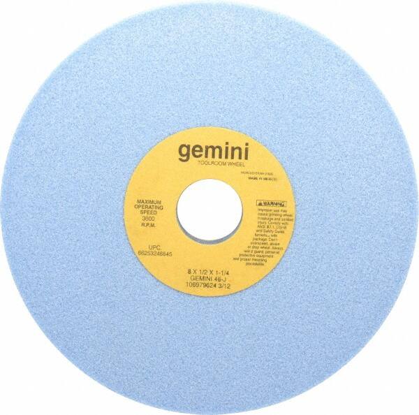 Norton - 8" Diam x 1-1/4" Hole x 1/2" Thick, J Hardness, 46 Grit Surface Grinding Wheel - Aluminum Oxide, Type 1, Coarse Grade, 3,600 Max RPM, No Recess - Exact Tooling