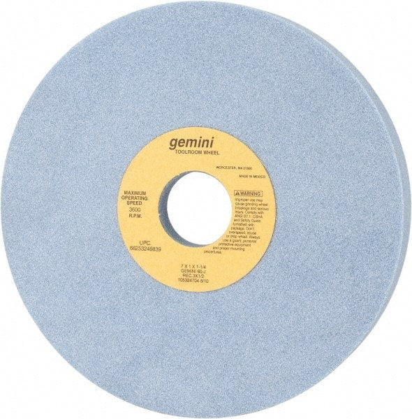 Norton - 7" Diam x 1-1/4" Hole x 1" Thick, J Hardness, 60 Grit Surface Grinding Wheel - Aluminum Oxide, Type 5, Medium Grade, 3,600 Max RPM, One-Side Recess - Exact Tooling